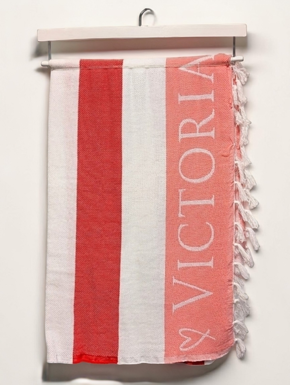 Victoria's Secret Limited Edition Coral White Striped Beach Blanket Towel Resort